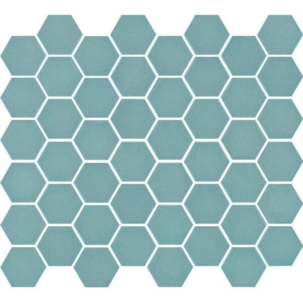 The Mosaic Factory Valencia Mozaiek Tegel Hexagon- Turquoise Glas Recycled 278x325 mm