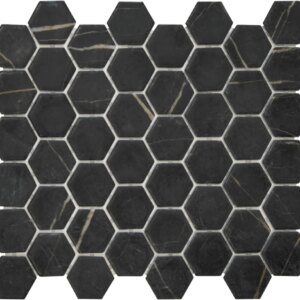 Mozaiek Valencia Hexagon Marmerprint Zwart 4,4x5,0