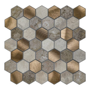 Mozaïek Isodeco Steenstrip Hexagon Zelfklevend 28.0x29.0 cm Medium Beige Isodeco