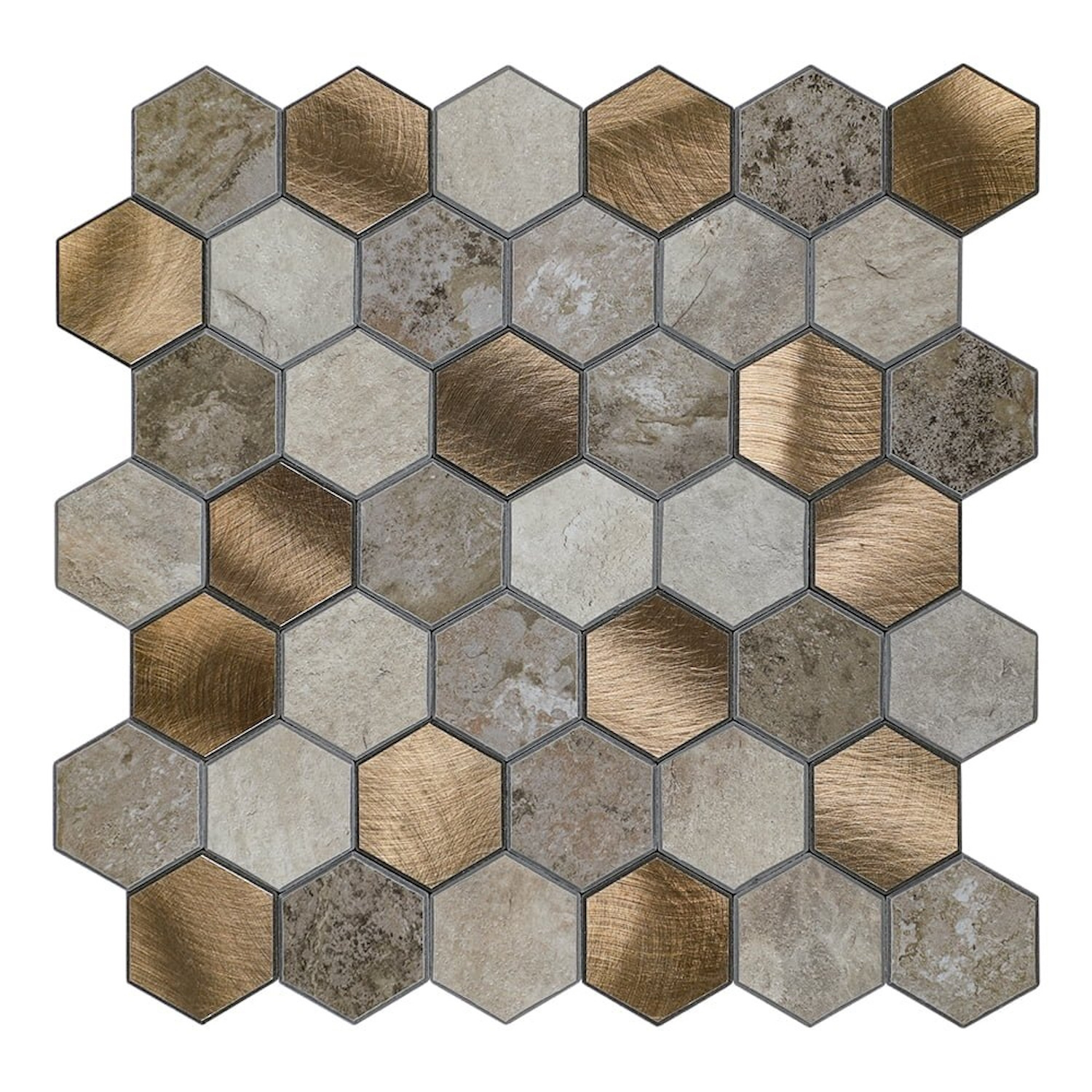 Mozaïek Isodeco Steenstrip Hexagon Zelfklevend 28.0x29.0 cm Medium Beige Isodeco