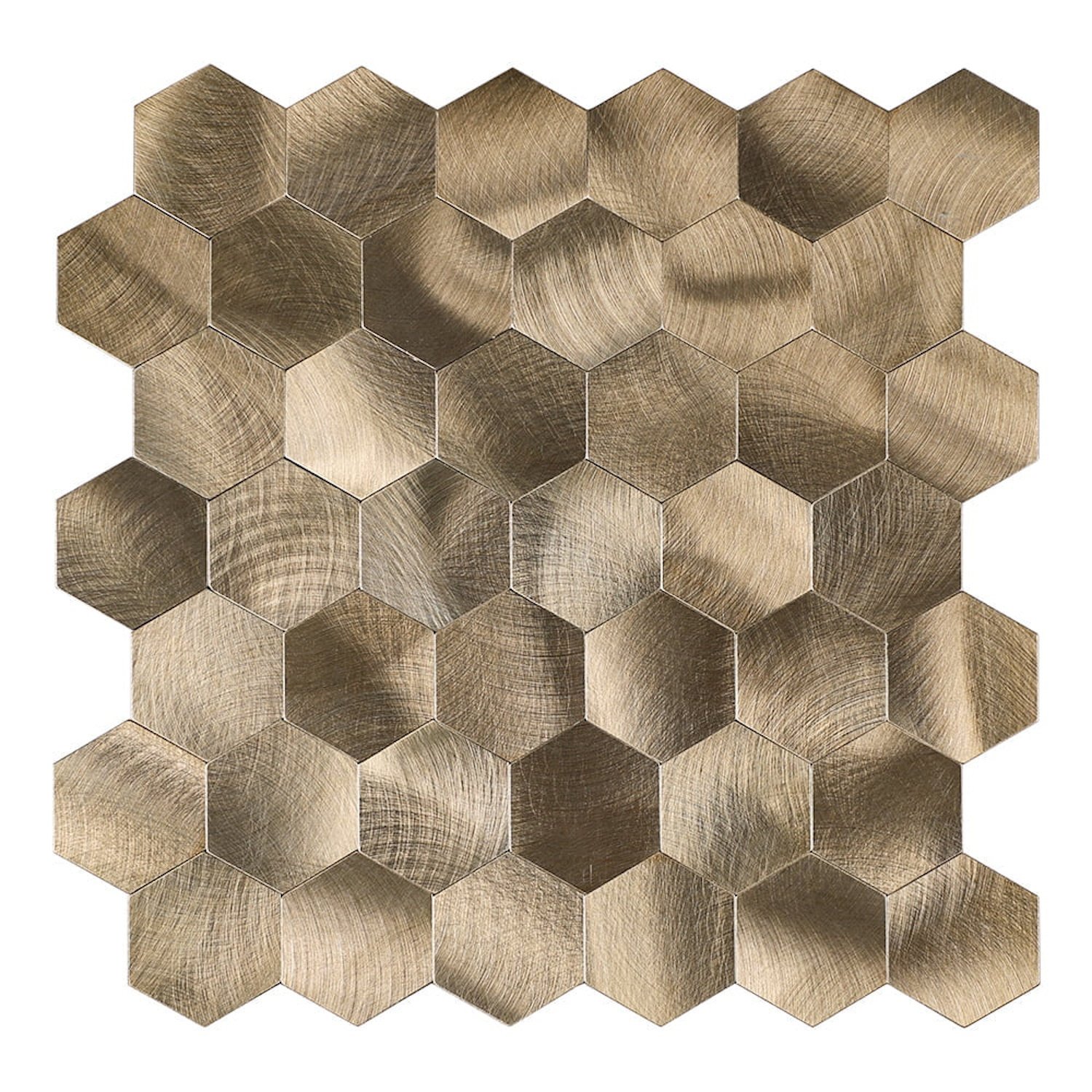 Mozaïek Isodeco Steenstrip Hexagon Zelfklevend 29.0x28.0 cm Geborsteld Brons Isodeco