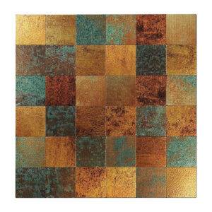 Mozaïek Isodeco Steenstrip Blok Vierkant Zelfklevend 30.0x30.0 cm Rustiek Goud Isodeco