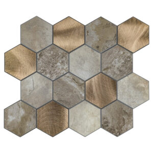 Mozaïek Isodeco Steenstrip Hexagon Zelfklevend 25.0x29.0 cm Beige Large Isodeco