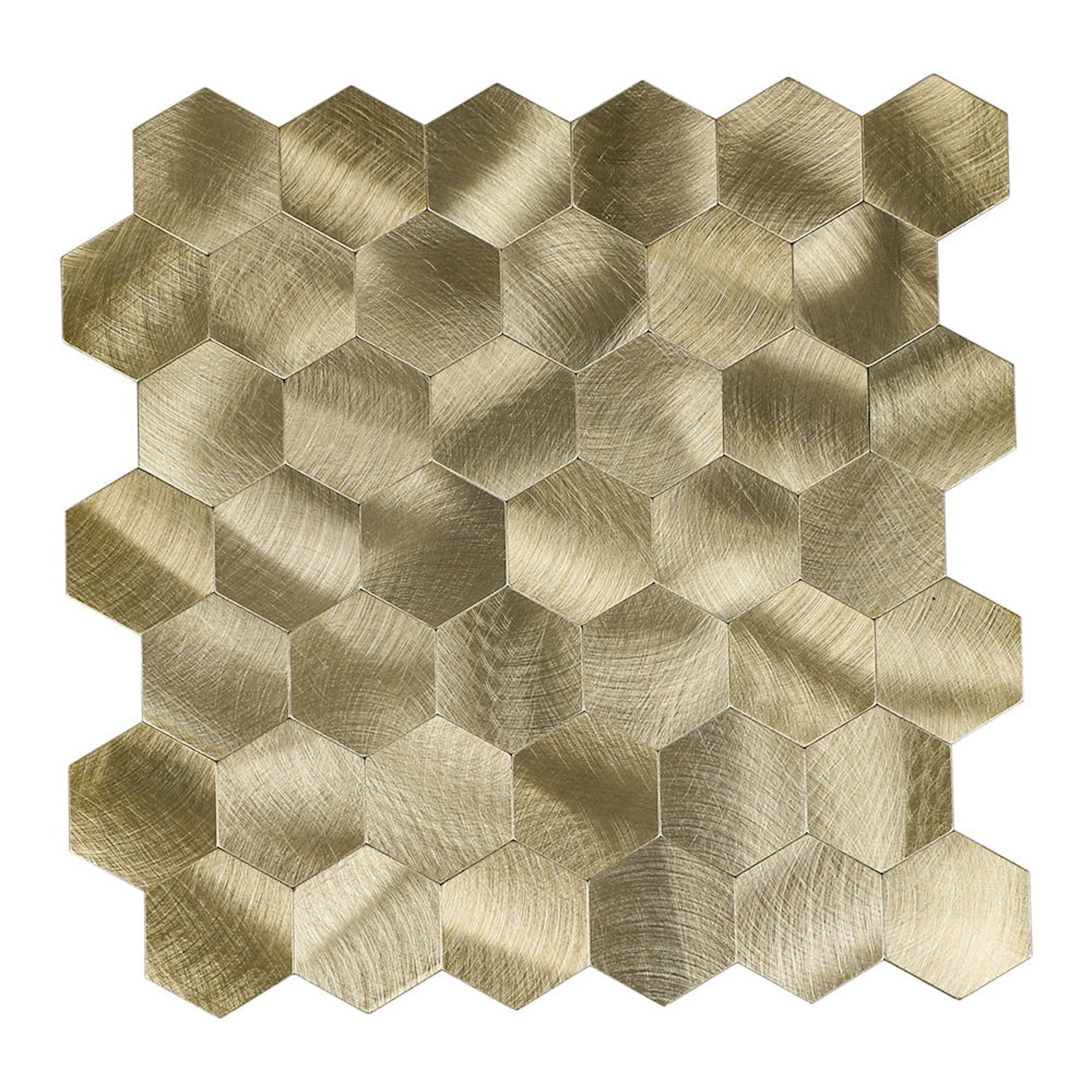 Mozaïek Isodeco Steenstrip Hexagon Zelfklevend 29.0x28.0 cm Geborsteld Goud Isodeco