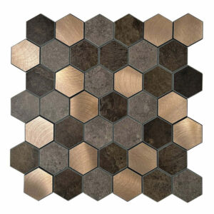 Mozaïek Isodeco Steenstrip Hexagon V-Groef Zelfklevend 28.8x29.2 cm Koper Isodeco
