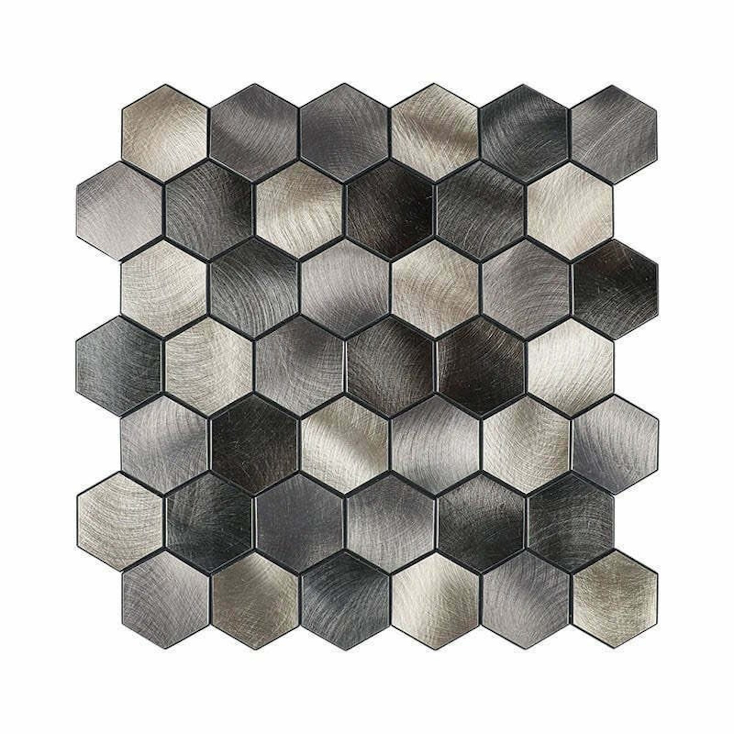 Mozaïek Isodeco Steenstrip Hexagon Zelfklevend 30.5x30.5 cm Cobalt Antraciet Goud Isodeco