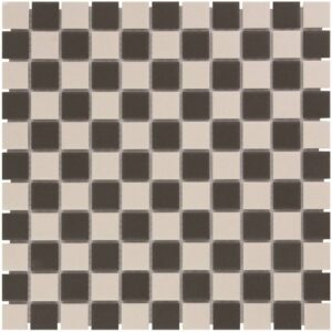 Mozaïek London 30x30 cm Onverglaasd Porselein, Mat Antislip En Wit En Zwart Dambord Mix The Mosaic Factory