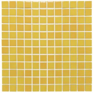 Mozaïek Barcelona 30x30 cm Geglazuurd Porselein Glanzend Geel Gevlamd The Mosaic Factory