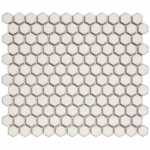 Mozaïek Barcelona 26x30 cm Geglazuurd Porselein Hexagon Glanzend Zacht Wit The Mosaic Factory