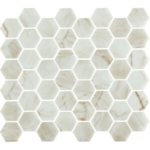 Mozaïek Valencia 27.8x32.5 cm Recycled Glas Bianco Marble Print The Mosaic Factory