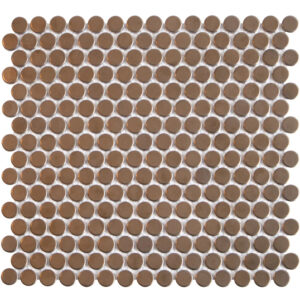 Mozaïek Venice Pennyround 31.5x29.4 cm Geglazuurd Porselein, Rond Brons Metallic The Mosaic Factory