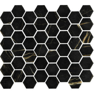 Mozaïek Valencia 27.8x32.5 cm Recycled Glas Nero Marble Print The Mosaic Factory