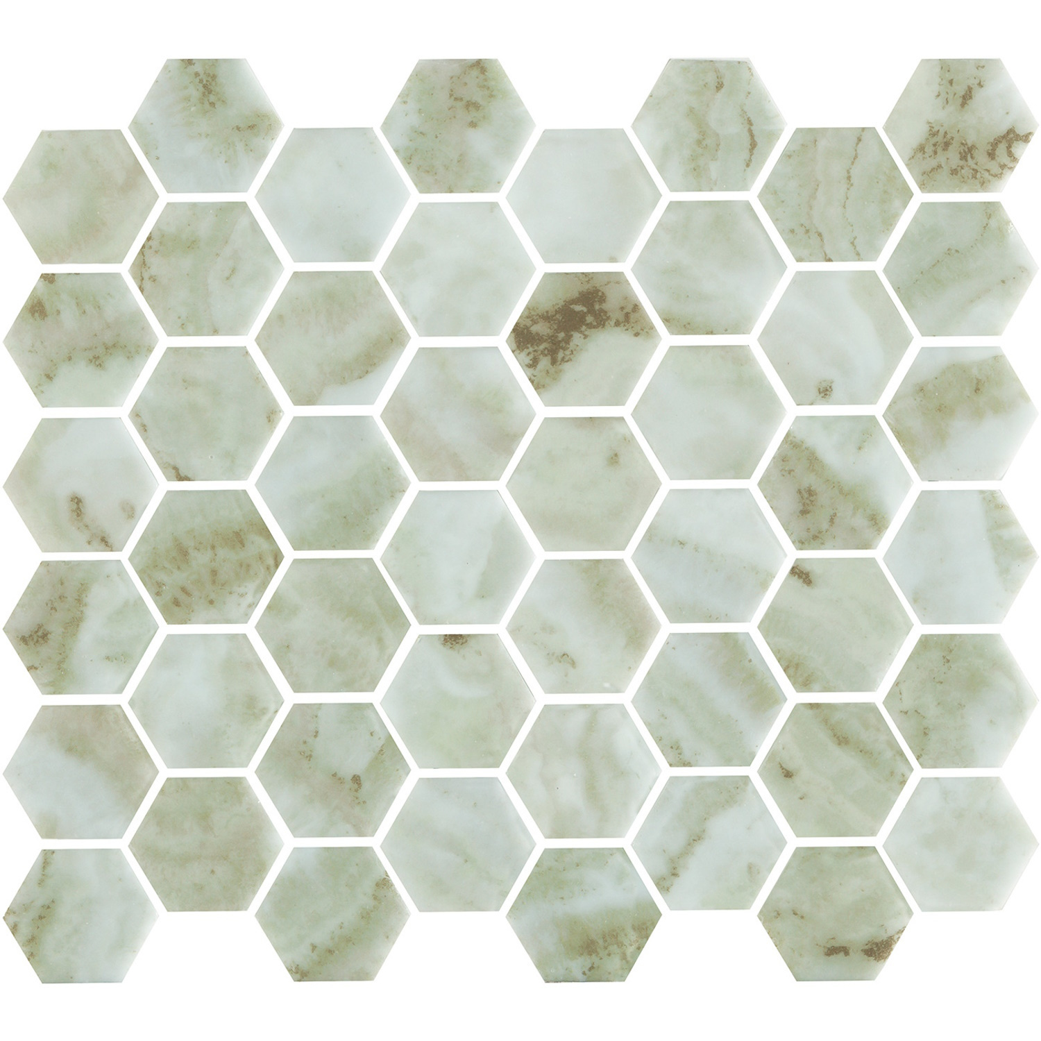 Mozaïek Valencia 27.8x32.5 cm Recycled Glas Verde Marble Print The Mosaic Factory