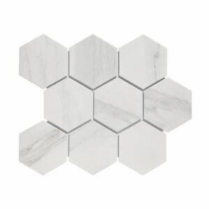 Mozaiek Hexagon Marmer Carrara 9.5x11 cm Mat Wit Prijs The Mosaic Factory