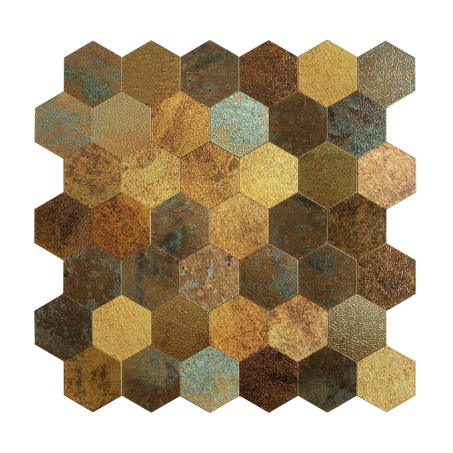 Mozaïek Isodeco Steenstrip Hexagon Zelfklevend 28.0x29.0 cm Geplaat Goud Isodeco