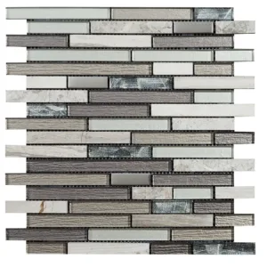 Mozaïek tegels Brick Grijs 30 x 30 - Rechthoek Wandtegel Glas