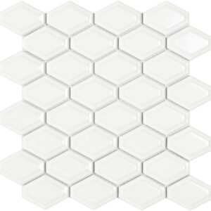 Mozaïek tegels Honingraat Wit Glans 25,9x25 - Hexagon Wand en vloer Geglazuurde porseleinen steengoed