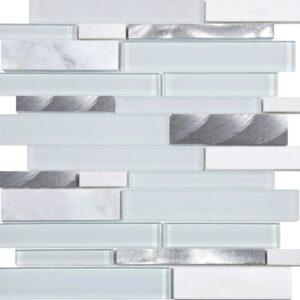 Mozaïek tegels Mojave Zout 30x30 - Rechthoek Wandtegels Glas