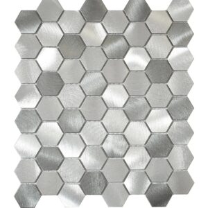 Mozaïek tegels Surfaces Alfa Zilver 28,3x24,5 - Hexagon Wandtegels Metaal
