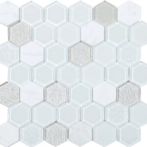 Mozaïek tegels Tour Wit 30x30 - Hexagon Wandtegels Glas