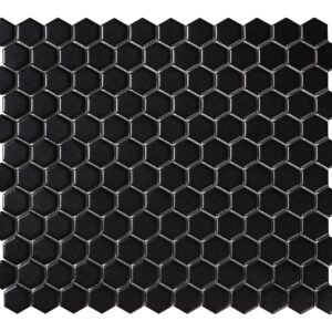 Mozaïek tegels Zeshoek Zwart Mat 26x30 - Hexagon Wand en vloer Geglazuurde porseleinen steengoed