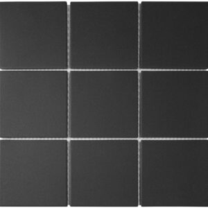 The Mosaic Factory London Mozaiek Tegel Vierkant - Zwart Porselein Ongeglazuurd, R11 95x95x6 mm